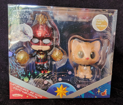 Disney Captain Marvel and Goose Cat Limited Edition Bobble Head Velvet Hair - Image 3