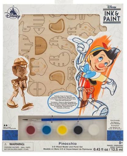 Walt Disney Parks Ink and Paint 3D Wood Model Paint Set Pinocchio